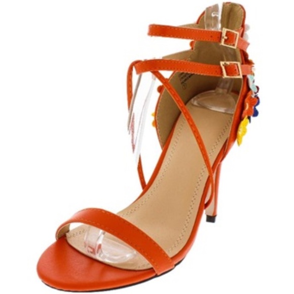 ⭐️ 1 LEFT ⭐️ Orange Floral High Heel Sandal - Picture 4 of 5